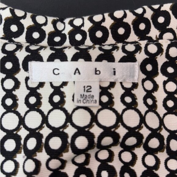 CAbi Women’s 12 Black White Brown Patterned Short Blazer Buttons Pockets Gathers - Picture 3 of 11